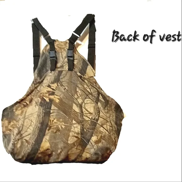 Realtree Hardwood Vintage Hunt Vest Mosquito Mask Camo 4 Pocket 1 Pouch Adjust. - Picture 2 of 15